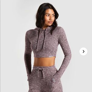 COPY - Gymshark Slounge Cropped Hoodie in Red Mar…